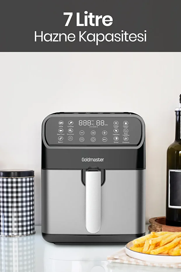 Doria 7 Litre XXL Dokunmatik Sıcak Tutma Karıştır Gösterge 13 Ön Ayarlı Airfryer Sıcak Hava Fritözü - 5