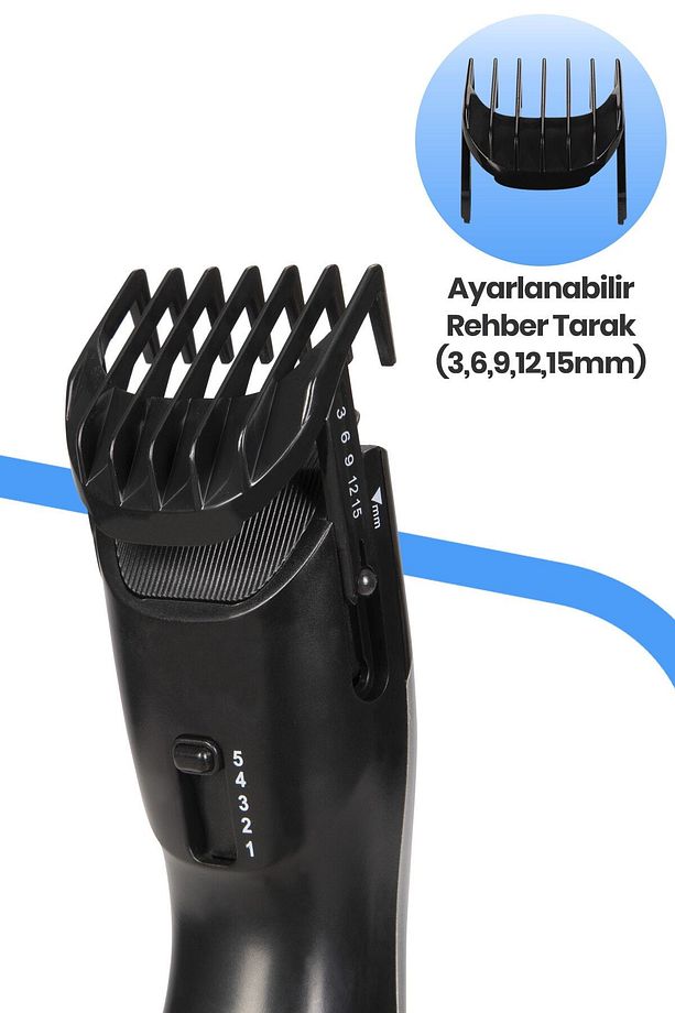 Carlos Şarj Standlı Paslanmaz Çelik Ayarlanabilen Saç Sakal Şekillendirme Makinesi - 2