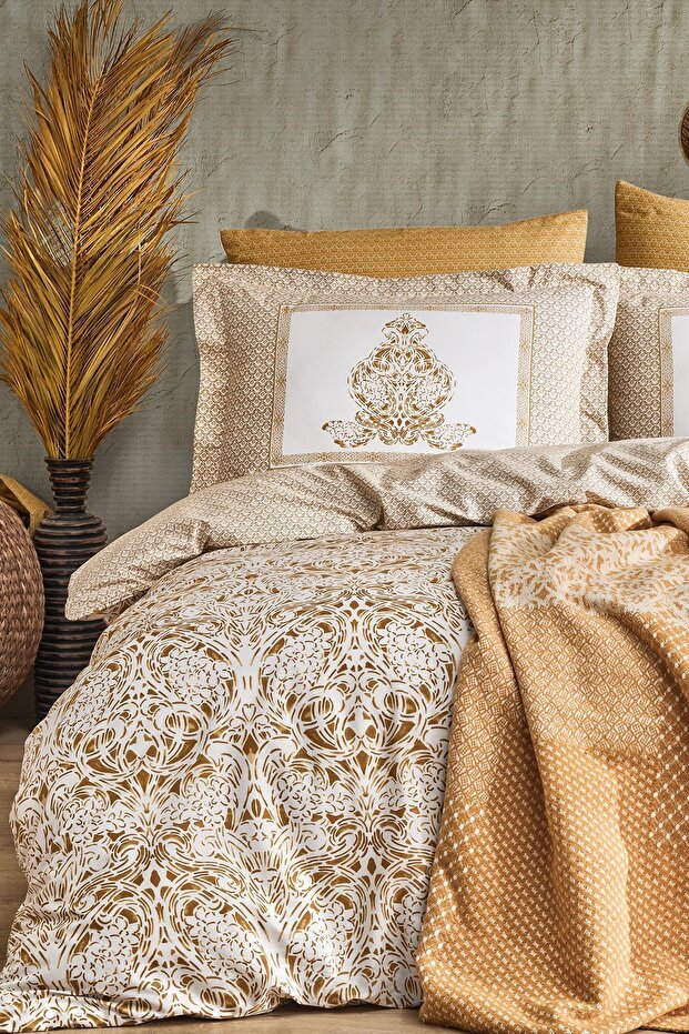 Dream Winter Double Blanket Duvet Cover Set - Mustard