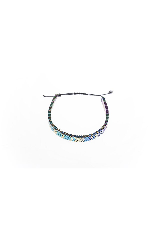 Unisex Hematite Stone Macrame Bracelet