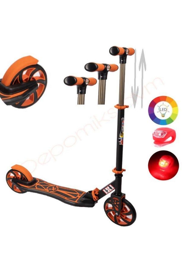 Katlanabilir Boy Ayarlanabilir 2 Tekerlekli Çakar Led Işıklı Dev Tekerlekli Scooter 12+yaş - 1