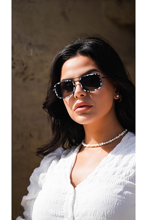نظارة شمسية ستارك بإطار مموه أسود مستطيل من الزجاج الأسود
