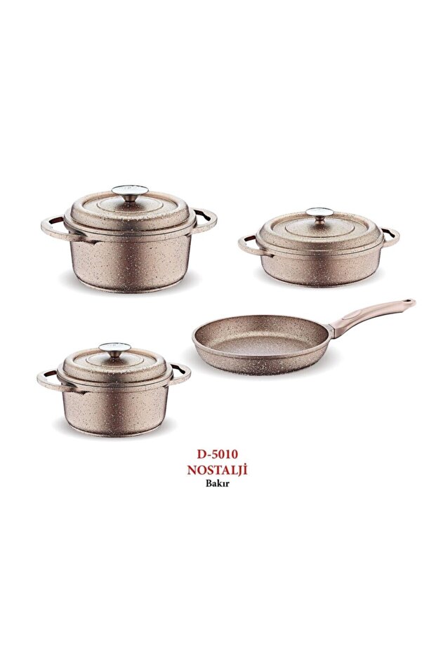 Nostalji 7 Parça Granit Döküm Set Bakır - 1