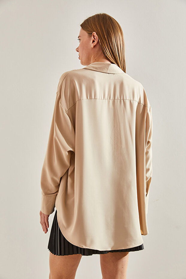 Kadın Basic Saten Gömlek - 7