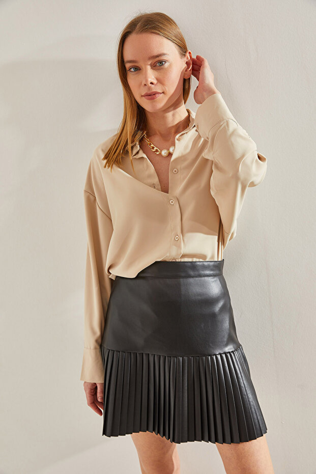 Kadın Basic Saten Gömlek - 2