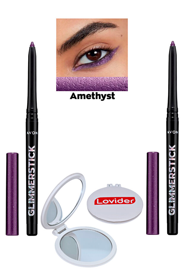 قلم تحديد العيون اللامع من Glimmerstick Lift - عبوتين من Amethyst + هدية مرآة الجيب Lovider