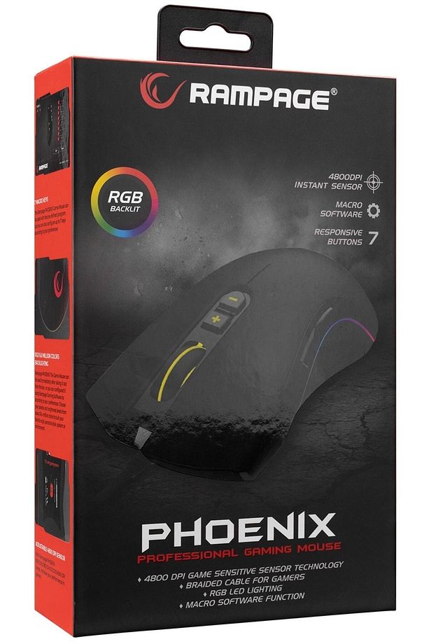 Smx-r22 Phoenix 7 Tuşlu Rgb Mouse 12800 Dpı Gaming Mouse Oyuncu Mouse Örgü Kablo Siyah - 9