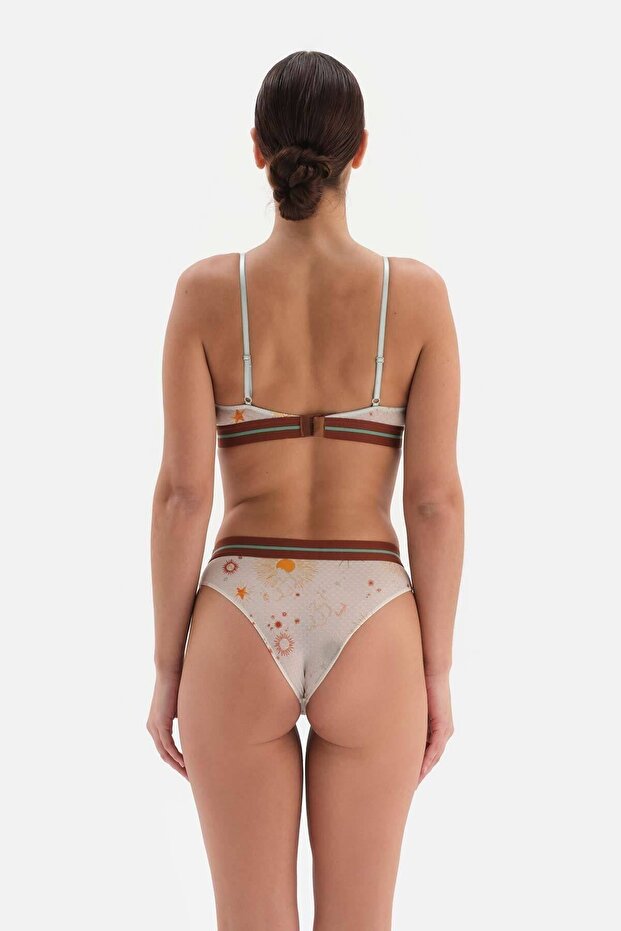 Patterned Sky Patterned Snap Closure Covered Bra - 2