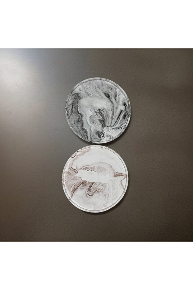 2-Piece Marble Patterned Round Plate Presentation Service - 2
