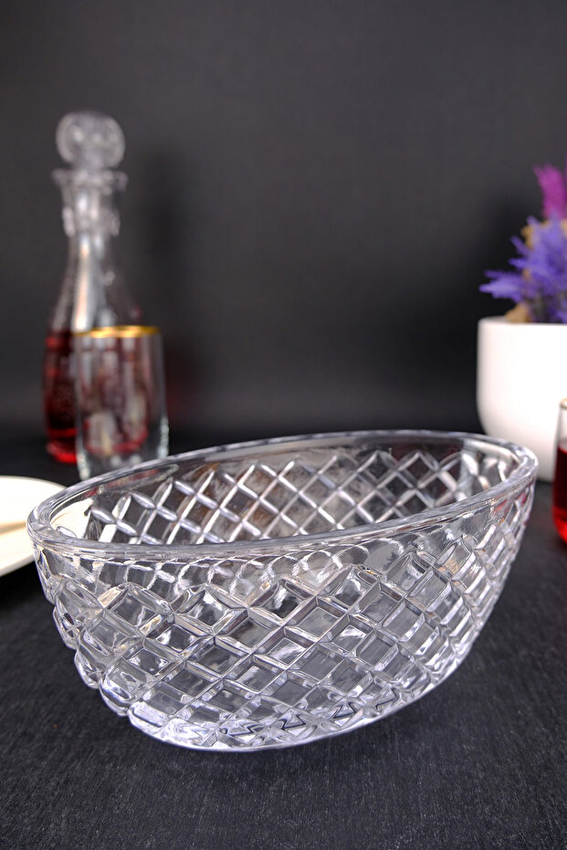 Glass Gondola Sugar Bowl and Serving Bowl Oval 21 Cm - SK.GND.002 C1-1-288