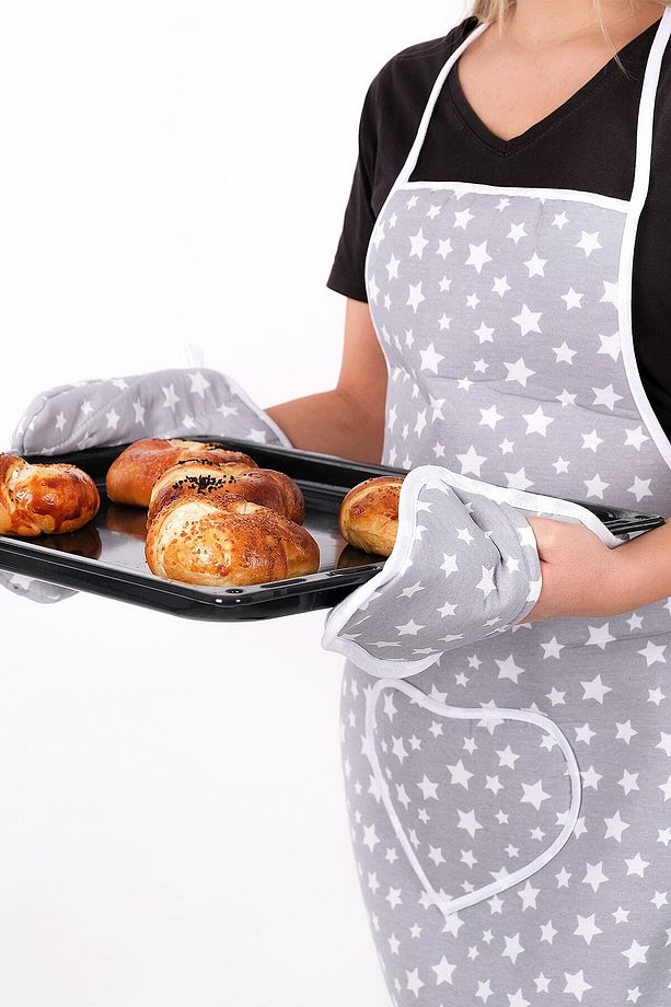 Trendy 3lü Set Su Geçirmez Mutfak Önlüğü Çeyiz Seti Isıya Dayanıklı Fırın Eldiveni Ve Tutacak Takımı - 7