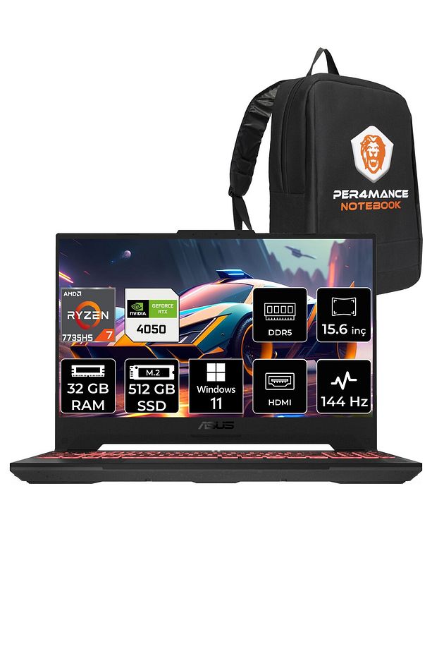 Tuf Gaming A15 R7 7735HS 32GB 512GB SSD RTX4050/6GB 144Hz 15.6" FHD W11H LP052 & PER4 ÇANTA - 1