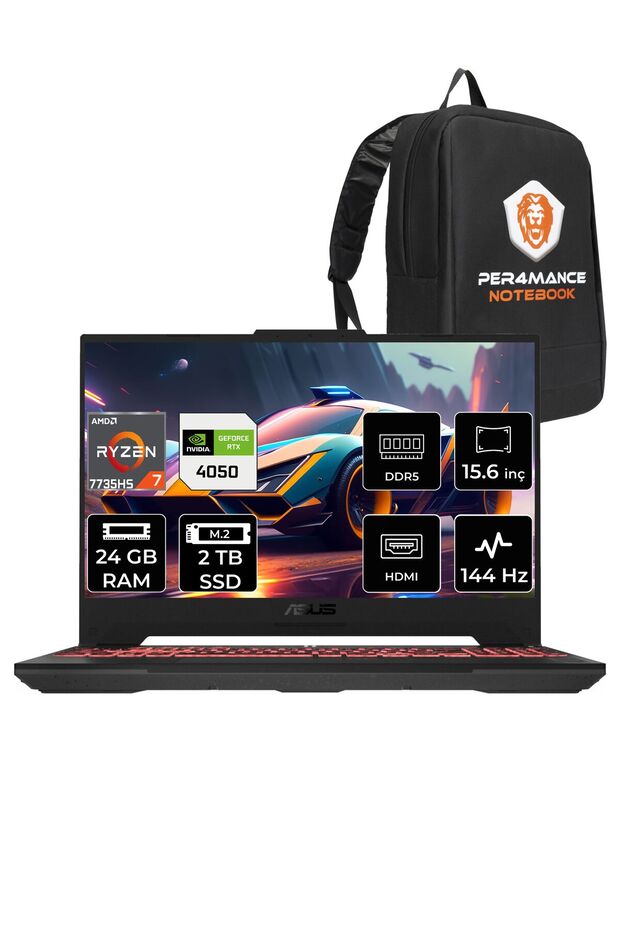 Tuf Gaming A15 R7 7735HS 24GB 2TB SSD RTX4050/6GB 144Hz 15.6" FHD FDOS LP053 & PER4 ÇANTA - 1