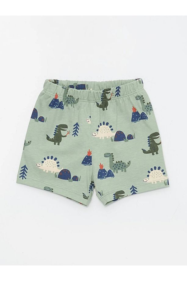 LCW ECO Bisiklet Yaka Kısa Kollu Baskılı Erkek Bebek Şortlu Pijama Takımı - 3
