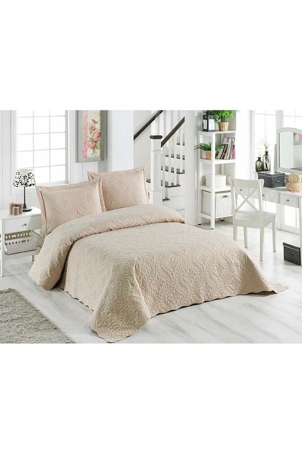 Örtüm Ivy Cappuccino Çift Kişilik Microfiber Kapitone Yatak Örtüsü - 2