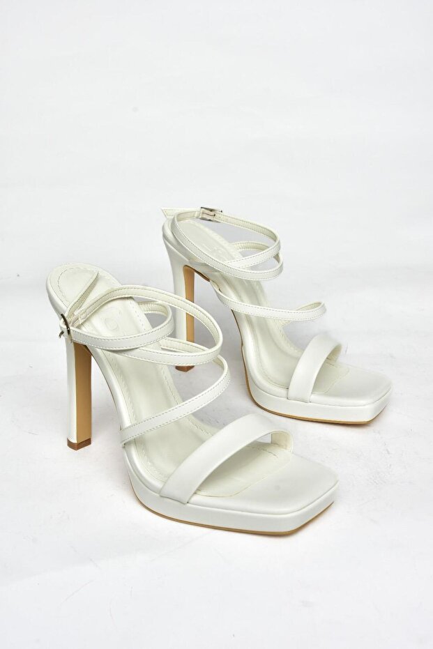 S569615009 Fehér magas sarkú női estélyi cipő - 5