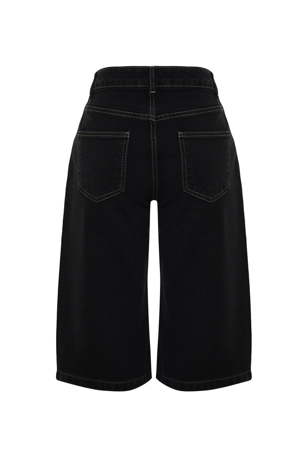 Siyah Yüksek Bel Denim Bermuda TWOSS24SR00023 - 8