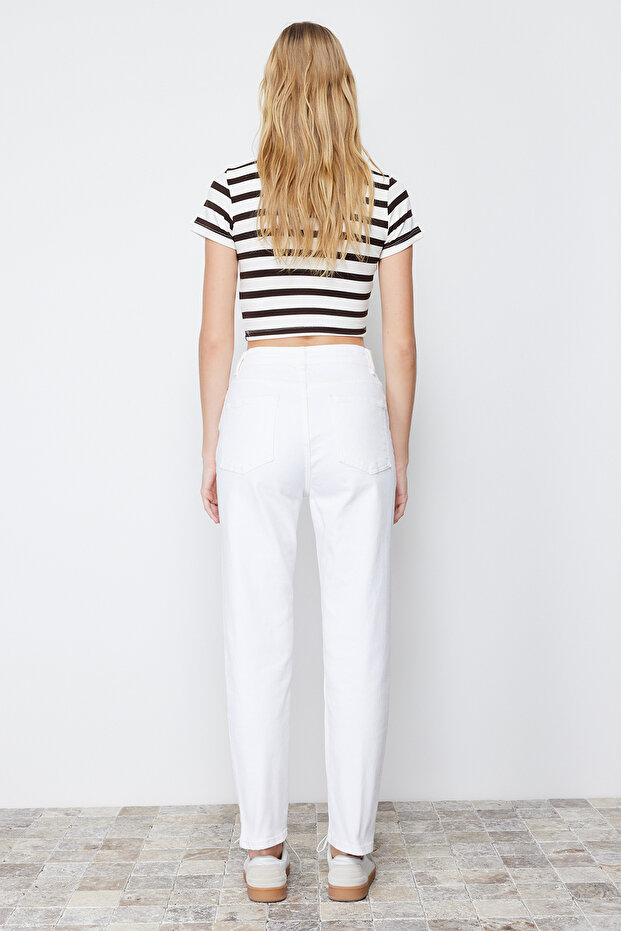 Bílý vysoký pas Mom Jeans Twoss24Je00122 - 12