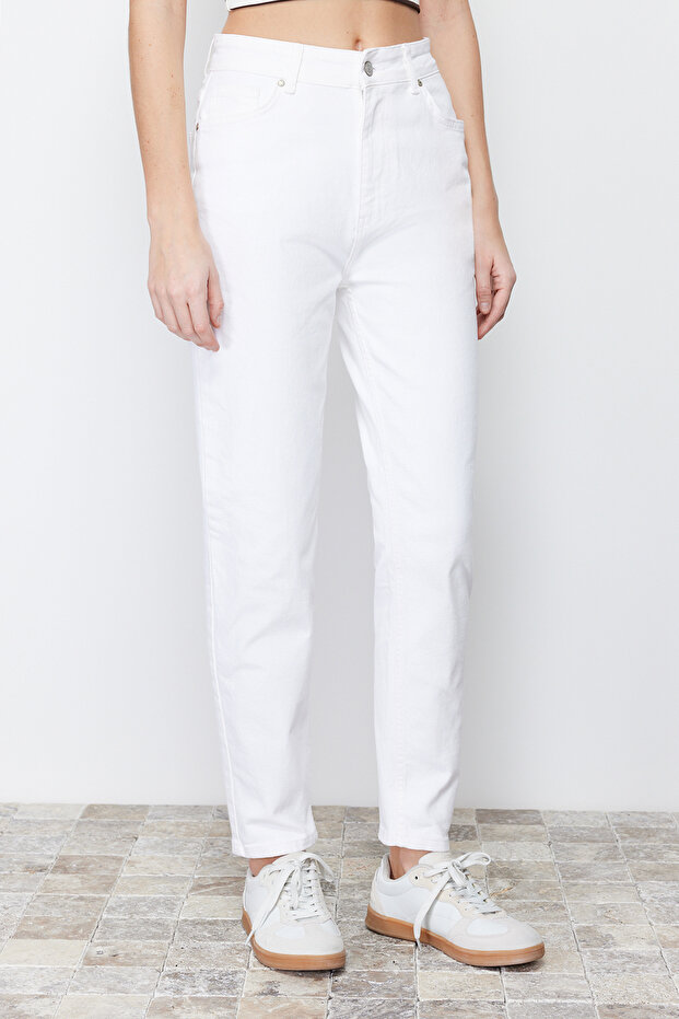 Bílý vysoký pas Mom Jeans Twoss24Je00122 - 11