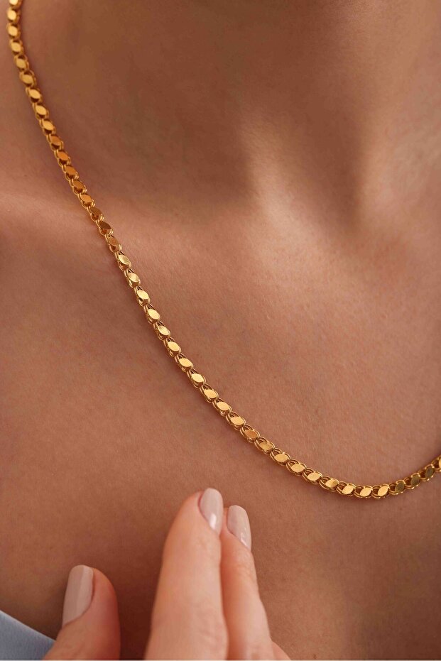 14 Ayar Altın Halep Pullu Orta Boy Kolye - 4