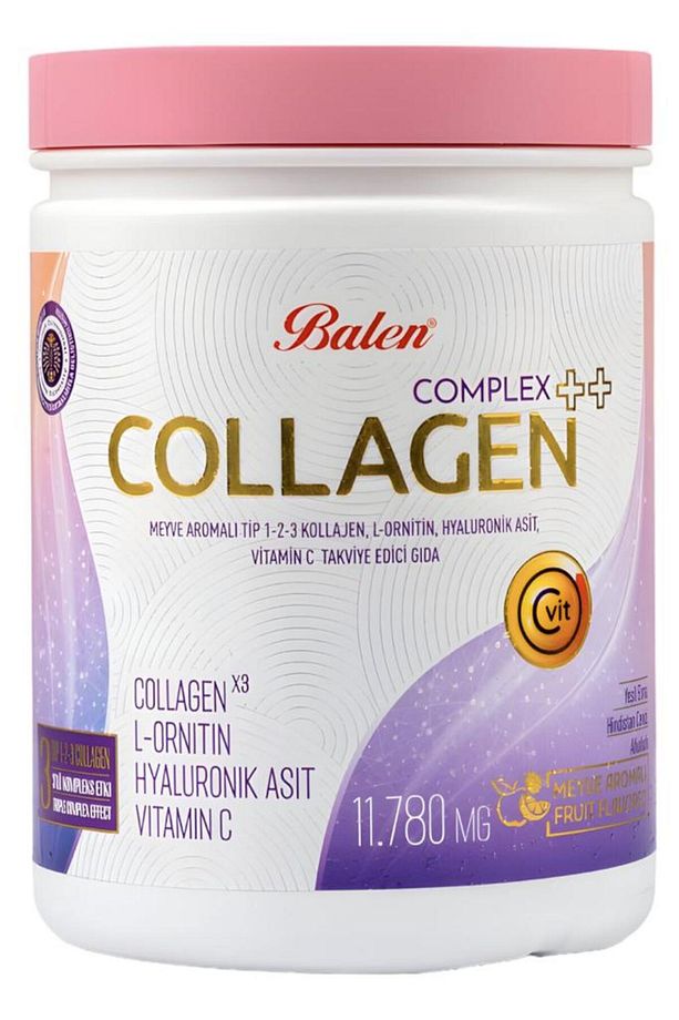 COLLAGEN COMPLEX ++ MEYVE AROMALI TİP 1,2,3 KOLAJEN , L-ORNİTİN, HYALURONİK ASİT, VİTAMİN C - 3