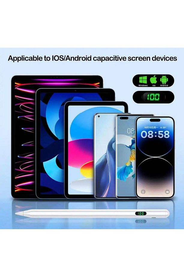 Dijital Göstergeli Universal Kapasitif Stylus Windows Android Ios Tablet Uyumlu Dokunmatik Kalem - 5