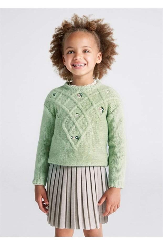 Girls' Green Knitted Sweater