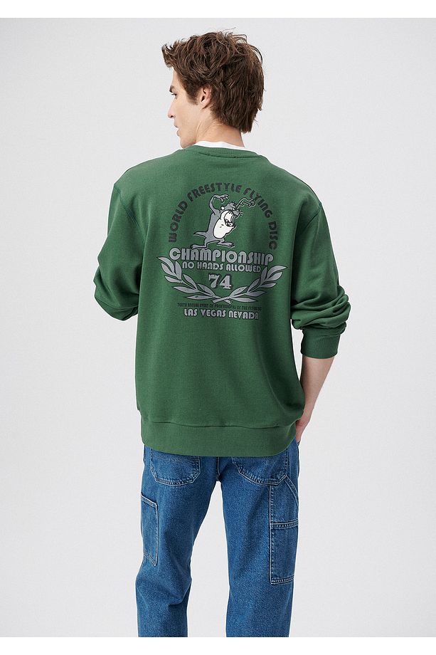 Tazmanya Canavarı Baskılı Yeşil Sweatshirt 0611667-71580 - 2