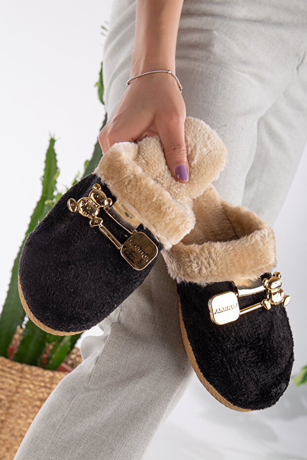 Women's Buckle Plush Slippers Home Slippers-Guest Slippers-Bundle Slippers-Dowry Slippers
