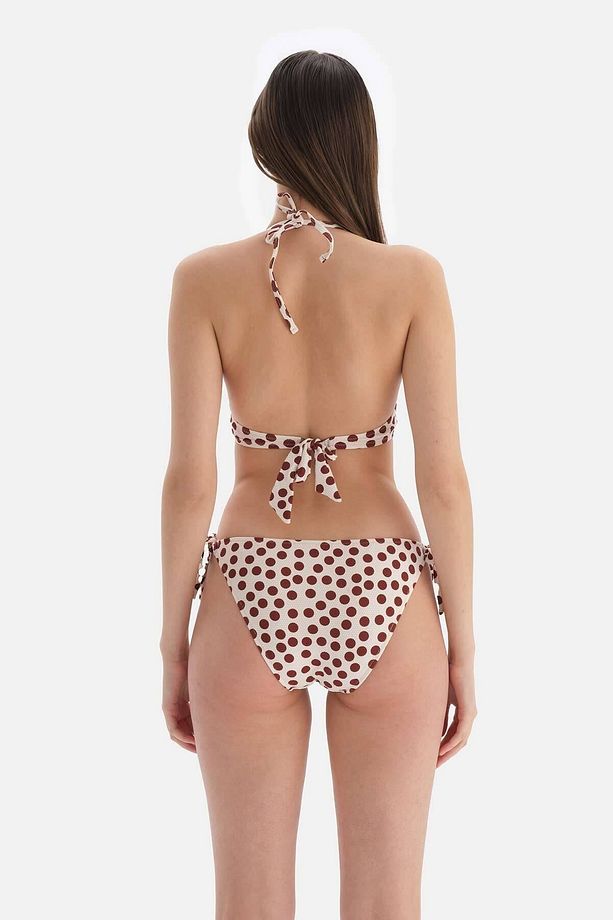 Kahve - Ekru Kalın Bağcıklı Bikini Altı - 2