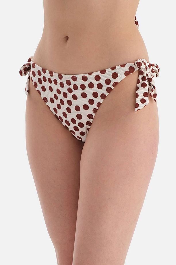 Kahve - Ekru Kalın Bağcıklı Bikini Altı - 4