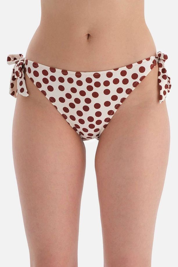 Kahve - Ekru Kalın Bağcıklı Bikini Altı - 5