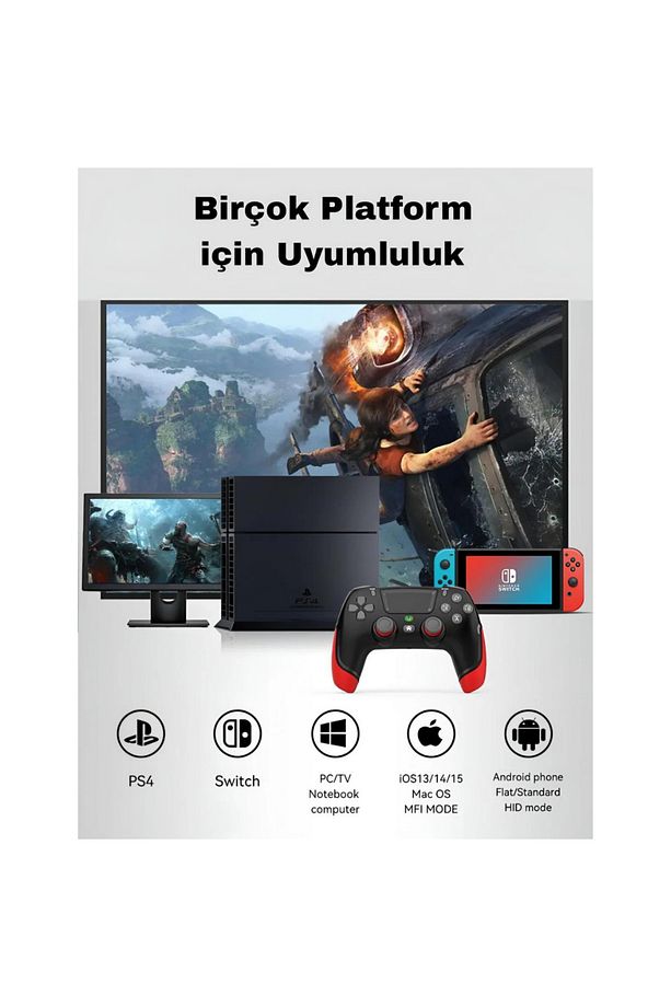 Kablosuz Oyun Konsolu Gamepad Bluetooth Joystick Android Tv Switch İos Ps4 Ps3 Pc Uyumlu Titreşimli - 3