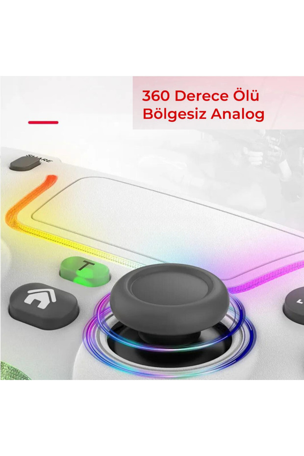 PS4 Kol Kablosuz Gamepad Oyuncu Kol /Çift Titreşim/6 Eksenli RGB Mod/PS4/Switch/PC/Androd/İphone - 3