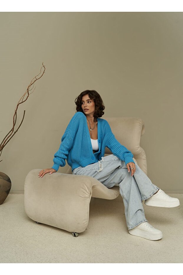 Blue Knitted Cardigan