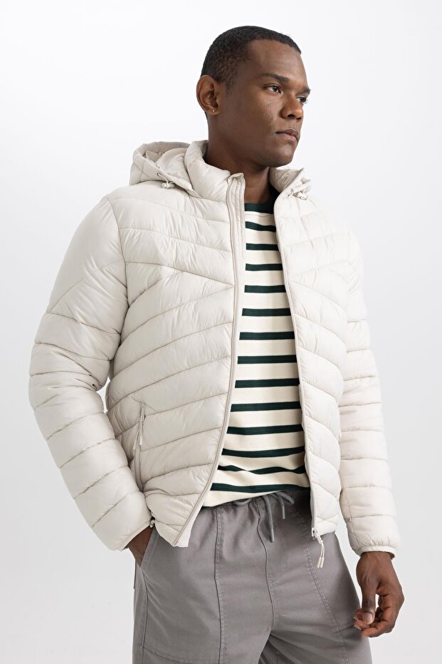 Fit Water Repellent Slim Fit Pufferjacke mit Kapuze A3034ax23au - 3