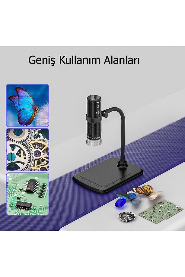 Kablosuz 1000x Wifi Bağlantılı Dijital Mikroskop 1080p Saç Cilt Tesktil Makine Devre Analizi - 8