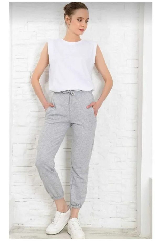 Jogger Lastik Paça Eşofman Alt Unisex Yüksek Bel - 1