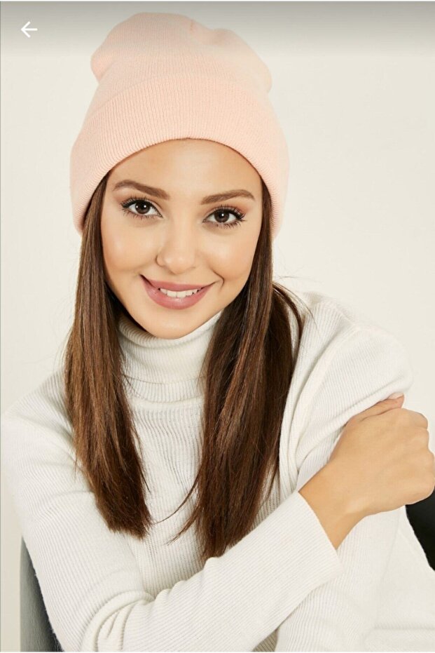 Kadın Pudra Basic Triko Bere - 2