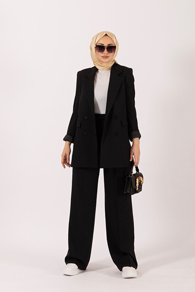 بدلة سترة سوداء بزر واحد - 1