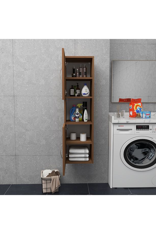 2 Kapaklı Bölmeli Banyo Asma Boy Dolabı 2 kapılı Çok Amaçlı Duvara Monteli Dolap - 4