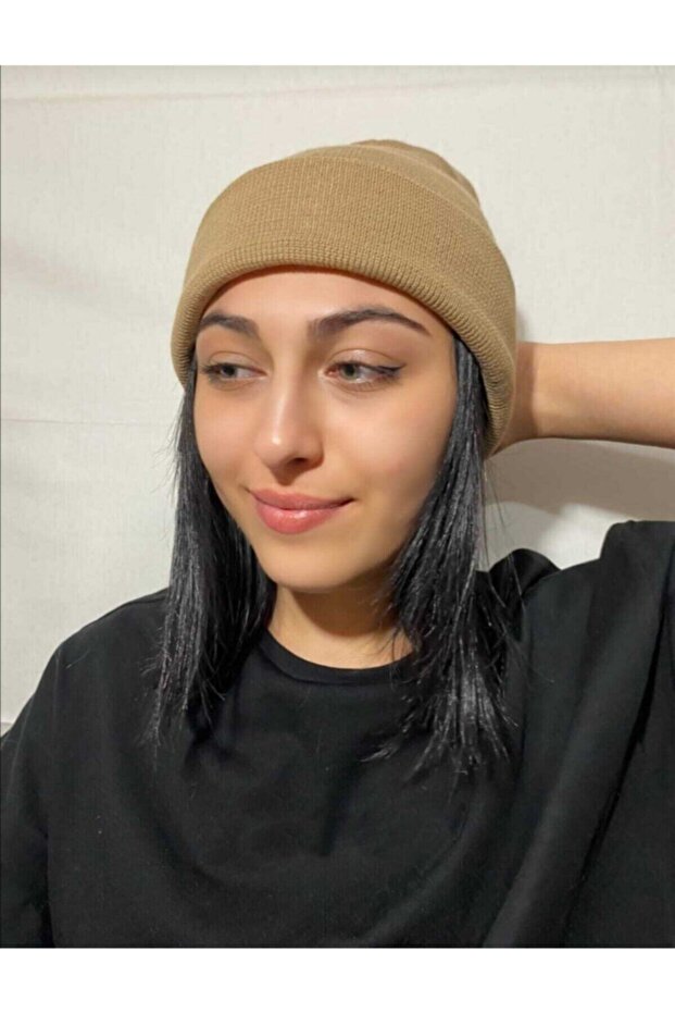 Kadın Kahve Basic Triko Bere - 1