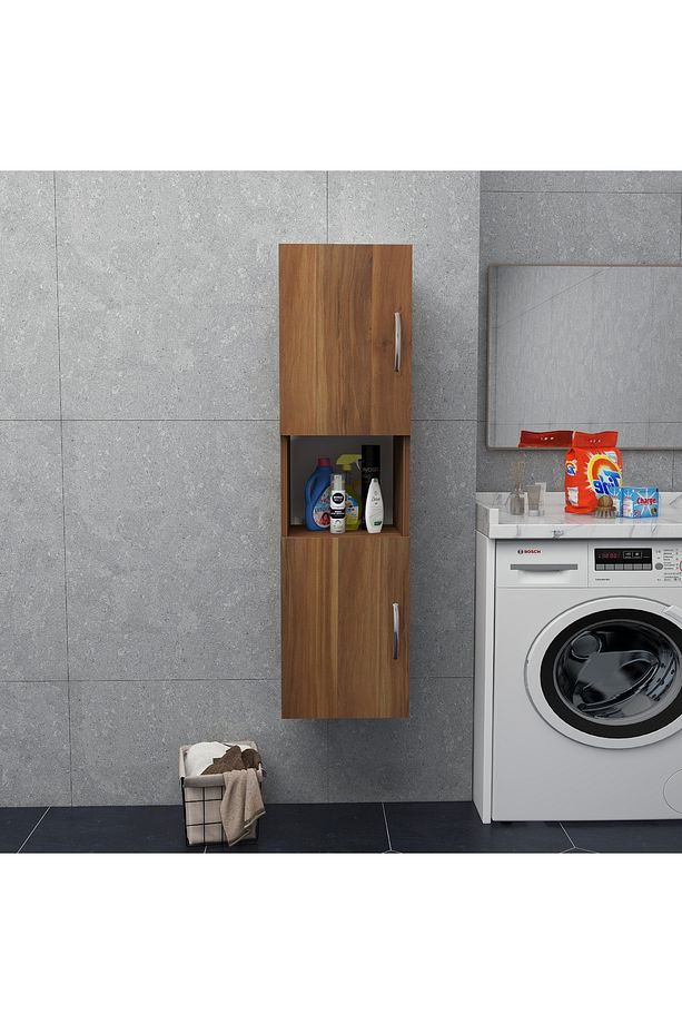 2 Kapaklı Bölmeli Banyo Asma Boy Dolabı 2 kapılı Çok Amaçlı Duvara Monteli Dolap - 2