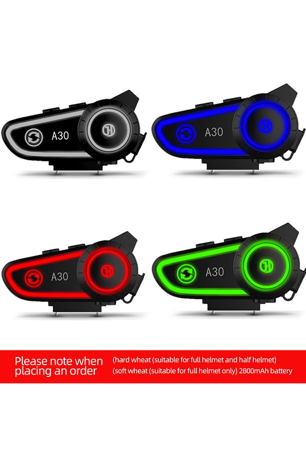 A30 Bluetooth Kask Kulaklık Intercom, 2800mAh Pil , Bluetooth 5.2, Su Geçirmez,3 Led Fonskiyonlu - 4