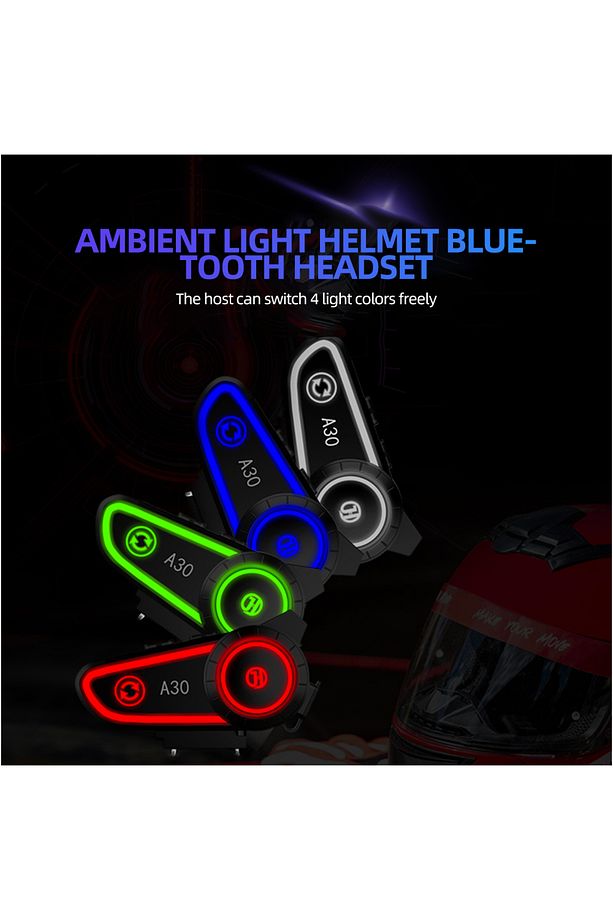 A30 Bluetooth Kask Kulaklık Intercom, 2800mAh Pil , Bluetooth 5.2, Su Geçirmez,3 Led Fonskiyonlu - 6