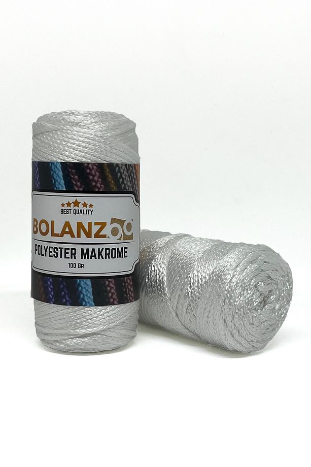 Polyester Makrome Ipi 2 Adet 100gr Beyaz 3mm Örgü Ipi - 1