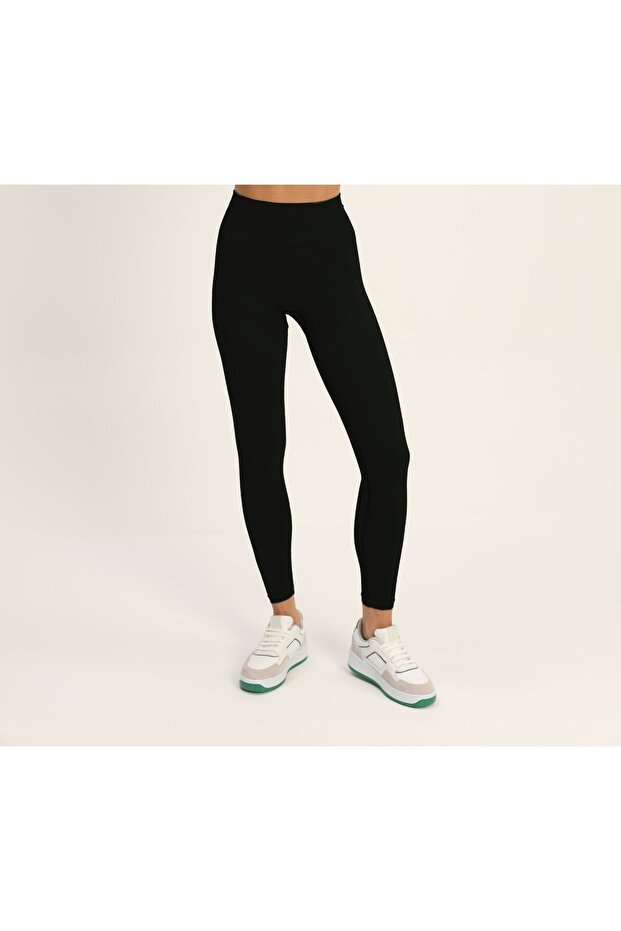 Dikişsiz Siyah Push Up Toparlayıcı Spor Tayt - 6