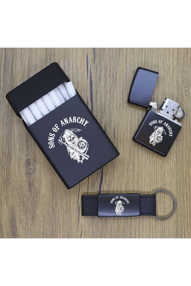 Sons Of Anarchy Metal Sigara Kutusu, Zippo Çakmak Ve Anahtarlık Seti - 3
