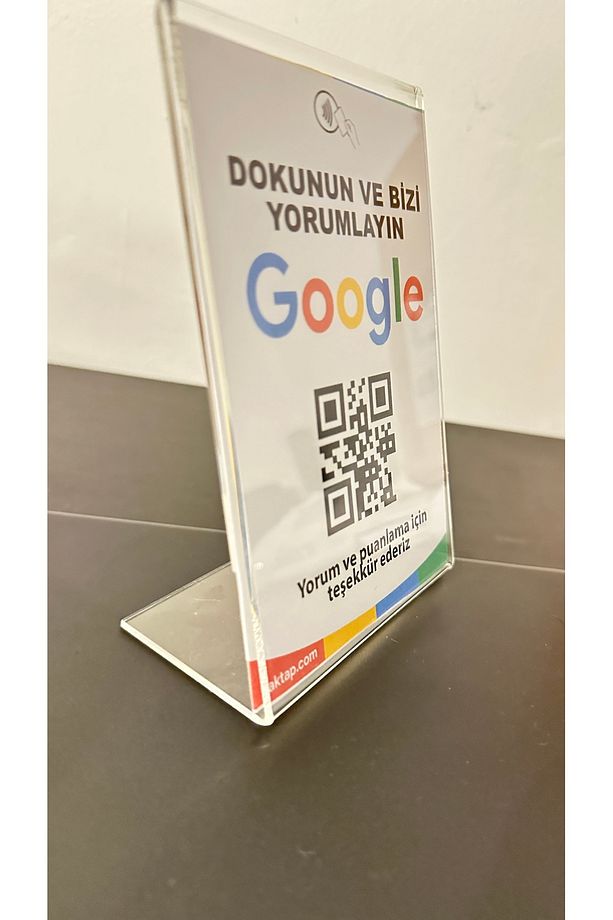Nfc ve Qr Google yorum standı. masa üstü google yorum kartı. - 5