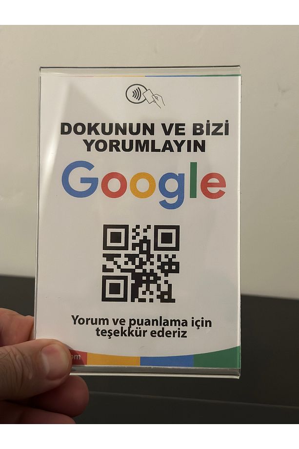 Nfc ve Qr Google yorum standı. masa üstü google yorum kartı. - 1